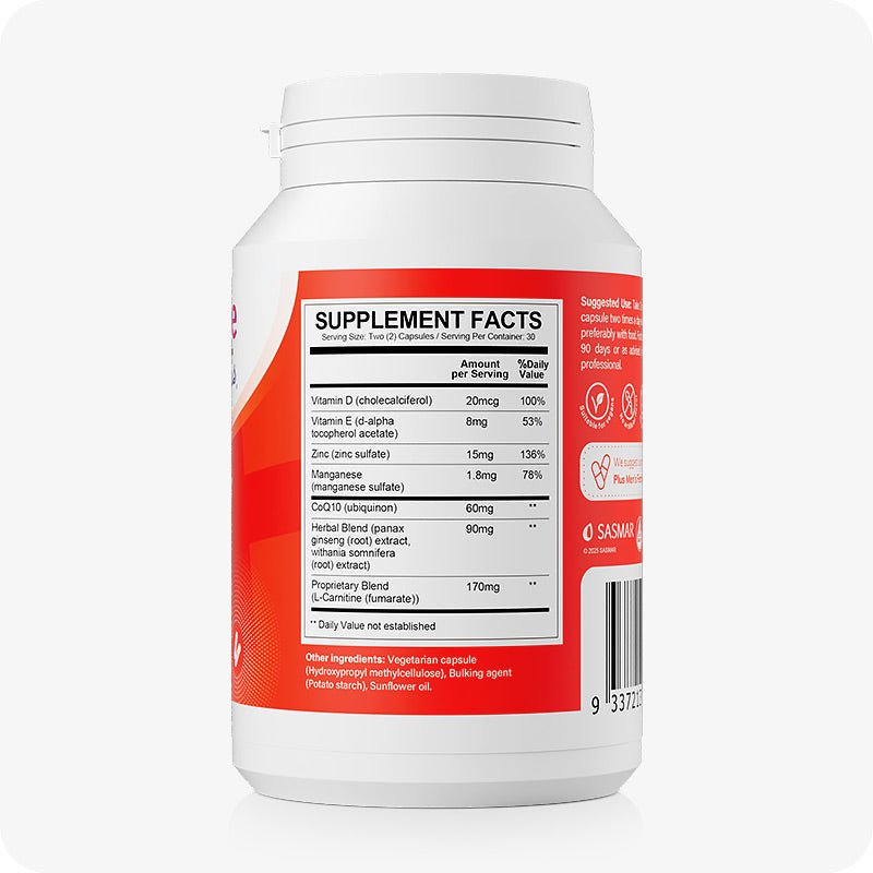 For Motility and Ovulation Support Bundle the side view image of the bottle of Conceive Plus Motility Support on a white background with supplement facts written in a white table