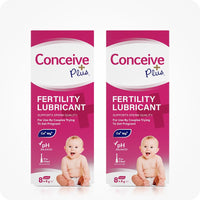 For Max Fertility Lubricant Bundle the image of two boxes of Conceive Plus Fertility Lubricant 8x4g Pre-filled Applicators on a white background. The boxes are placed side by side with front side of the boxes facing the camera.