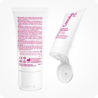For Men's Fertility Support Bundle the image of two Conceive Plus Fertility Lubricant 30ml tubes on a white background. One tube with backside towards camera is placed on the left side of the frame while another tube placed in an oblique style with lid side facing down on the right side of the frame and has its lid open.