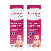 For Men's Fertility Support Bundle the image of two boxes of Conceive Plus Fertility Lubricant 30ml on a white background. The boxes are placed side by side in the center of the frame with their front sides towards the camera.