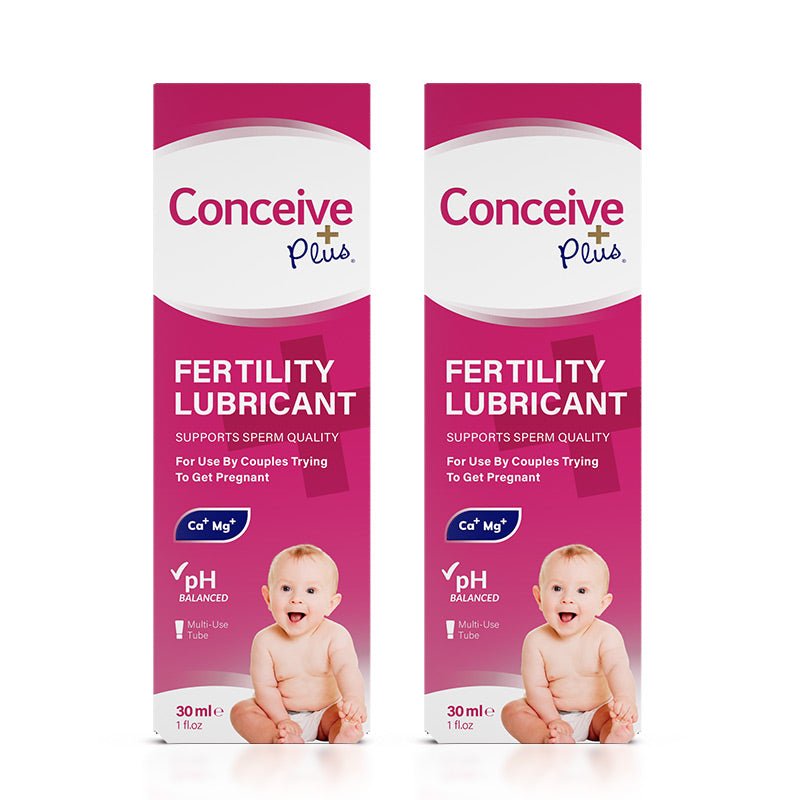 For Men's Fertility Support Bundle the image of two boxes of Conceive Plus Fertility Lubricant 30ml on a white background. The boxes are placed side by side in the center of the frame with their front sides towards the camera.