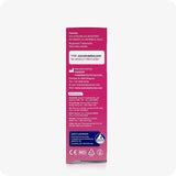 For Try Me Size - Fertility Lubricant Bundle the back view image of the box of Conceive Plus Fertility Lubricant 3x4g Pre-filled Applicator on a white background. The side of the box contains information about Patents, website address, Manufactured by, and distributed by. There is also a small blue box at the bottom of the side view box stating information about quality assurance. The image of the box is placed in the center of the frame.